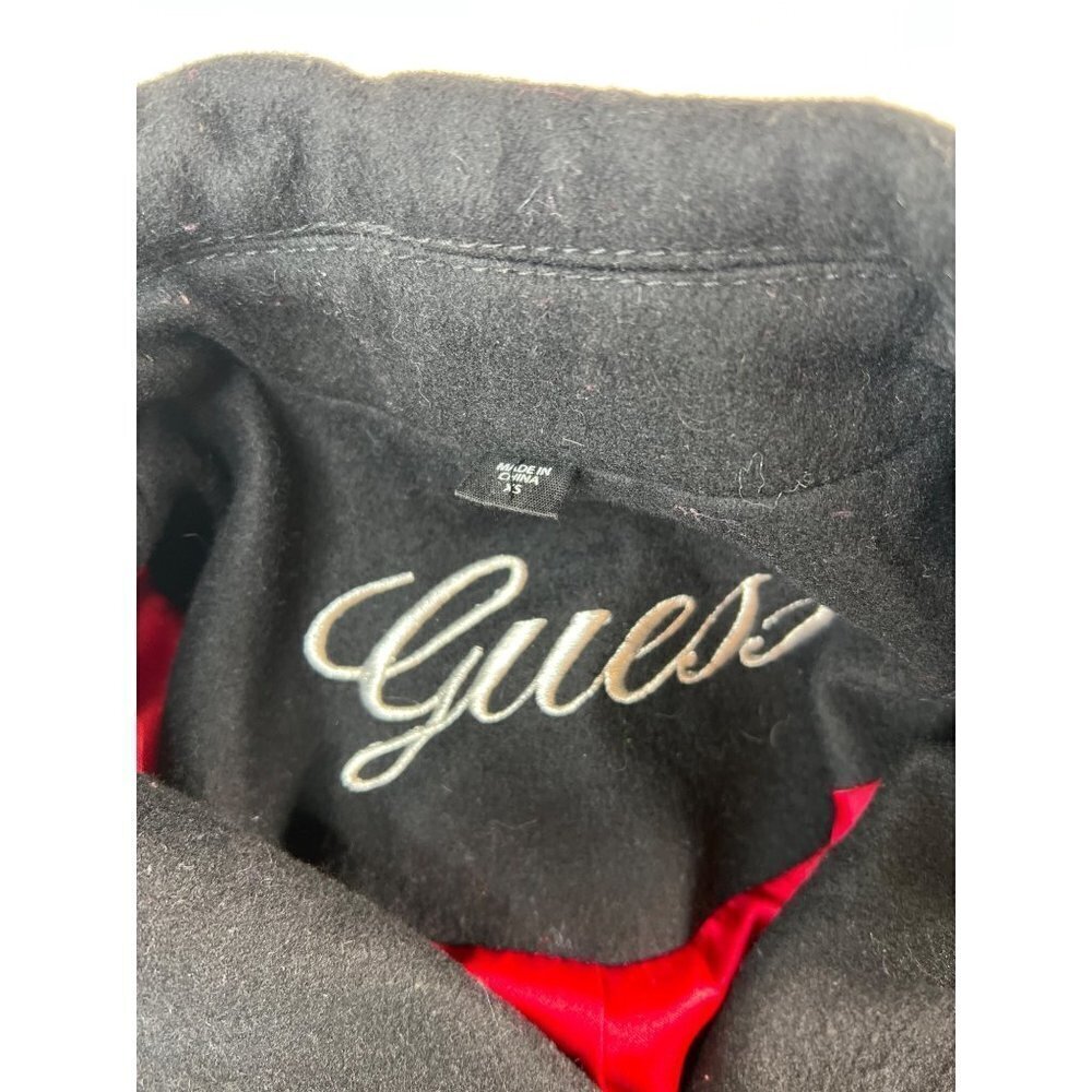 Guess Size XS Navy Wool Jacket DB Button Zip Cross between Moto Peacoat Military - Picture 10 of 16